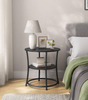 End Table With 2 Shelves, Small Round Table For Living Room, Bedroom