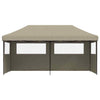 Foldable Party Tent - with 3 Sidewalls Taupe A0F4