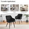 2 Pcs Dining Chairs Velvet Upholstered Seat Armchairs Kitchen Chairs Metal Legs
