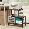 Small Sofa Couch Side Table with Lockable Casters-Brown