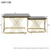 Set of 2 Fuax Marble Nesting Coffee Table Square Side End Tables with Metal Legs