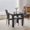 Small Space Dining Set 3Pcs Square Dining Table+ 2 Dining Chair Set Black Wooden