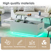 High Gloss Coffee Table Lift Up With StorageSofa End Table LED Light Modern