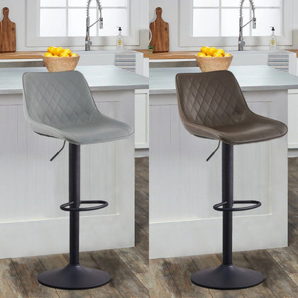 2 Pcs PU Bar Chair Height Adjustable Metal Frame Wide seat Cafe Home Office New