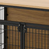 Large Wooden Dog Crate Heavy Duty Metal Bar Pet Kennel Cage Side End Table