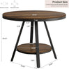 90cm Round Dining Table, Industrial Small Kitchen Table with Metal Legs for 2-4