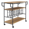3 Tier Metal Frame Wood Top Storage Rack Kitchen Storage Dining Cart UK