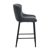 2 pcs Faux Leather / Velvet Bar Stools Diamond Design Soft Upholstered Seat Back