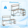L-Shaped Gaming Desk Reversible Corner Computer PC Desk w/ Hutch Brown