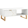Elegant Coffee Table with Marble Effect & Storage Drawers for Living Room White