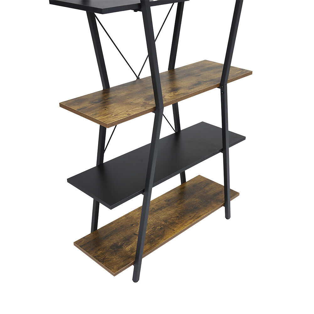 5 Tier Vintage Wooden Storage Shelf Bookcase Retail Display Stand Shelving Unit
