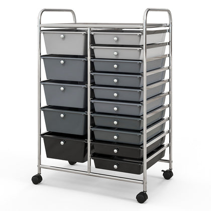 15 Drawer Rolling Storage Cart Tools Scrapbook Paper Organizer Office Cart