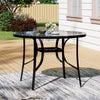 Garden Table Folding Mesh Chair Balcony Coffee Bistro Furniture w/ Umbrella Hole