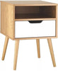 Set of 2 Modern White & Oak Nightstand Bedside Tables with Drawer & shelf