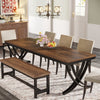 Rectangular Dining Table for 6-8, 200cm Industrial Kitchen Table for Dining Room