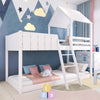 Wooden Bunk Beds 3FT Treehouse Loft Bed Kids Mid-Sleeper Cabin Bed 90x190 White