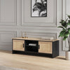 Modern 120cm Rattan TV Stand Cabinet Entertainment Unit Matt 2-Door Storag Space