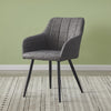 Pair Of Light Grey Dininig Chairs Faux Leather Armchairs Metal Legs Restaurant