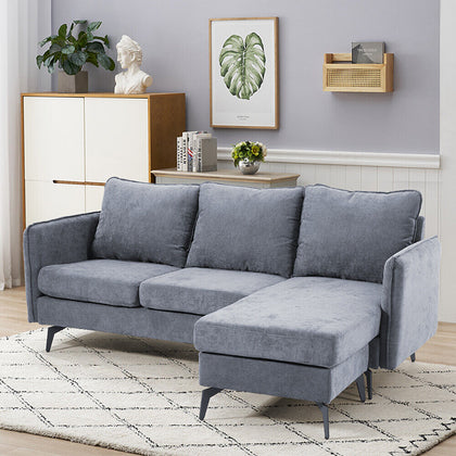 3 Seater Polyester Fabric Corner Sofa w/Reversible Chaise Lounge L-Shaped Couch