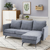 3 Seater Polyester Fabric Corner Sofa w/Reversible Chaise Lounge L-Shaped Couch