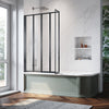 Bath Shower Screen 5 Folding Wet Room Black Frame Safety Glass Panel 1200x1400mm