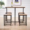 Kitchen Breakfast Bar Set Square Wooden Table Black Metal Frame with 4 Barstools