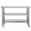 Stainless Steel Kitchen Work Bench Catering Table Worktable W/Undershelf, Wheels