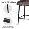 2 Pcs Faux Leather Bar Stools Diamond Seat Dining Room Chairs Metal Legs