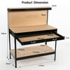 Workbench Workshop Garage Steel Storage Tool DIY Table W/ Pegboard Drawers Black