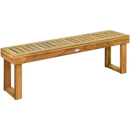 Acacia Wood Patio Bench Outdoor Dining Bench Backless Farmhouse Bench
