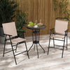 3PCS Outdoor Bistro Set Patio Folding Chairs Round Bar Table w/4CM Umbrella Hole