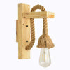 Industrial Steampunk Style Wooden Wall Light Hemp Rope Lamp Fixture Cafe Bar