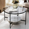 Large Round Coffee Table Marble Glass Accent Table Studio Apartment Essentials