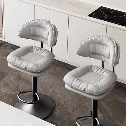2x Bar Stools Thicken Padded Kitchen Pub High Back Breakfast Bar Chair Metal Leg