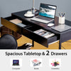 Computer Desk Wooden PC Laptop Table Writing Workstation with 2 Drawers