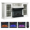 TV Stand with Log Insert Fireplace - White-Electric Fire 3 Colour Flame-150x70cm