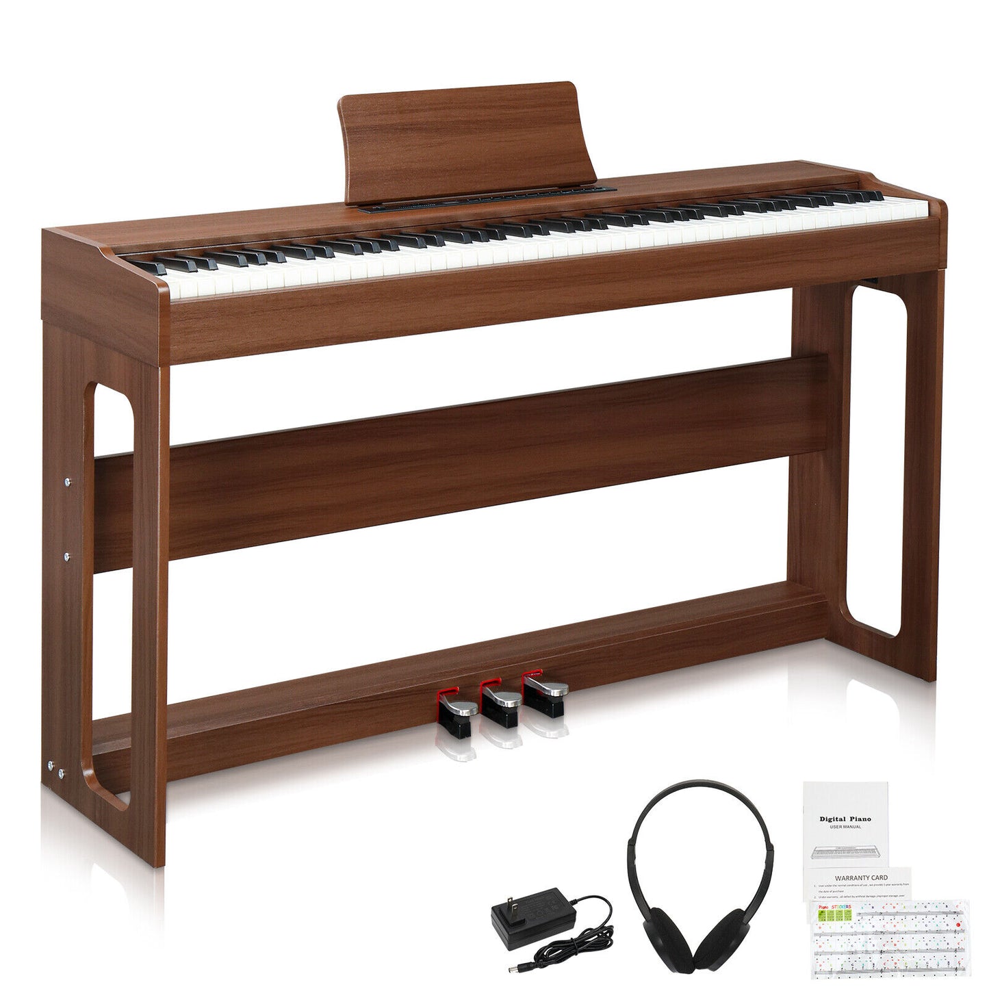 Bluetooth 88 keys Digital Piano Full Weighted E-Piano with Stand Pedal Headphone