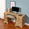 Solid Pine Computer Desk Home Office Table with 1 Door 3 Drawers Storage Waxed
