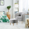 Single Sofa Seat Fabric Upholstered Bucket Back Chair Accent Armchair W/ Ottoman