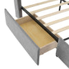 Fabric Upholstered Storage Bed Frame Single Double with Headboard and 4 Drawers