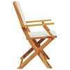 Folding Garden Chairs 8 pcs White Fabric and Solid Wood Y5F1