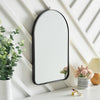 Modern Arch Metal Frame Bathroom Glass Wall Mounted Vanity Makeup Mirror Black