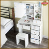 Dressing Table Mirror with 10LED Lights Stool Makeup Vanity Set Desk + 6 Drawers