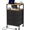 Bedside Table with Charging Station, Nightstand with 2 Outlets and 2 USB Ports