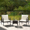 3 Pieces Rocking Bistro Set Outdoor Wicker Furniture Tempered Glass Coffee Table