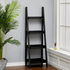 4 Tier Ladder Shelf Storage Shelving Unit Wooden Bookcase Plant Display Black