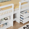 Kids Children's Bed Cabin Bed Mid Sleeper with Drawers Storage Bed Frame White