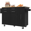 Kitchen Island Rolling Cart with Drop Leaf Tabletop, Storage Drawers & Cabinet