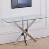 Hallway Glass Console Table Entryway Living Room Side End Table Desk Chrome Base