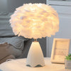 Fluffy Feather Shade Table Lamp White Lampshade Bedside Night Light Room Decor